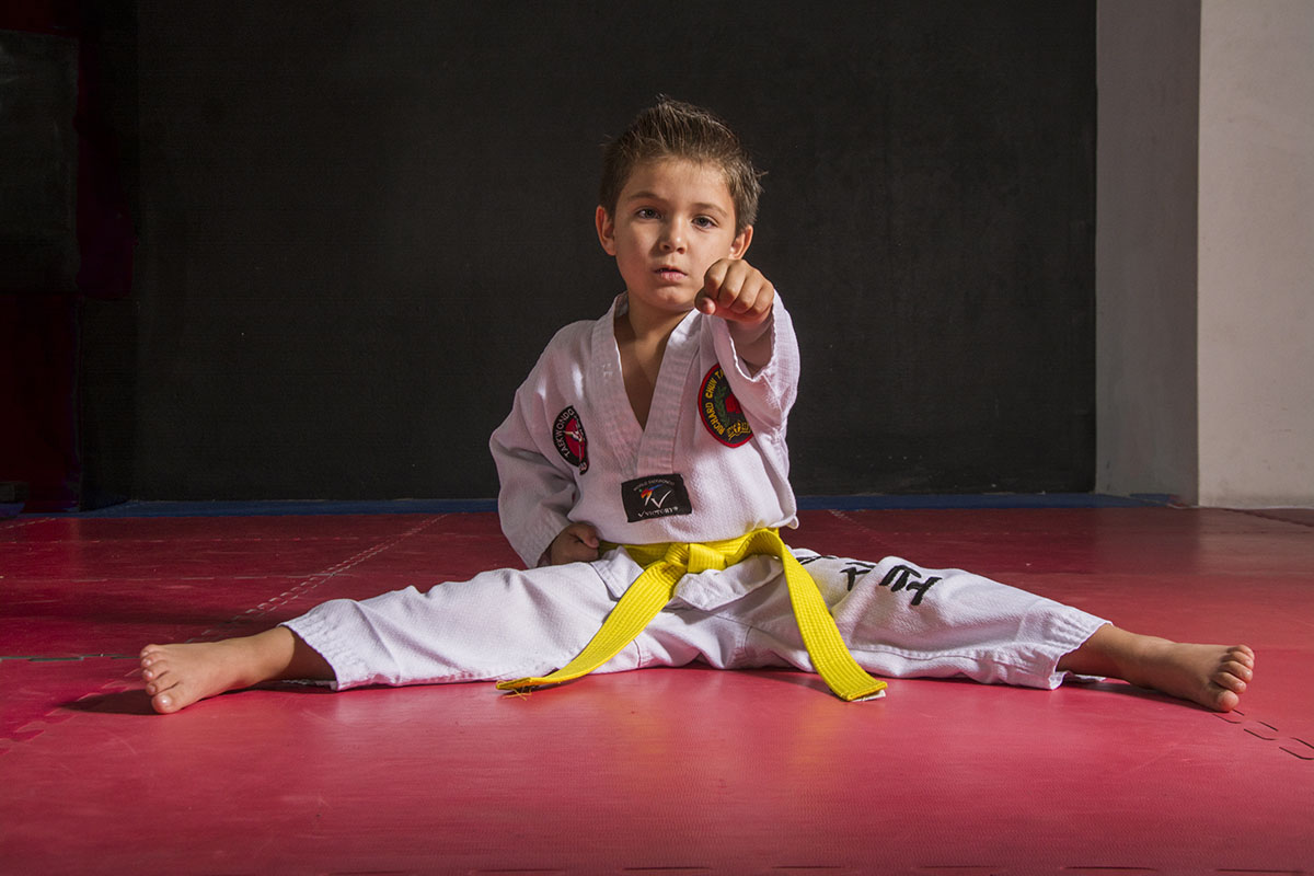 Alumnos en clase de taekwondo